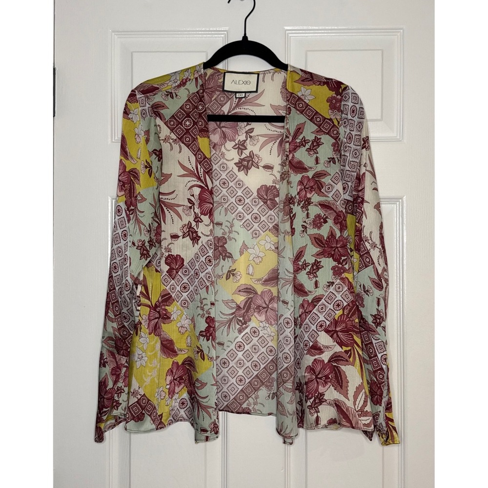ALEXIS Patchwork Floral Kimono Cardigan Lightweight Boho Kimono Cover Up OS‎
